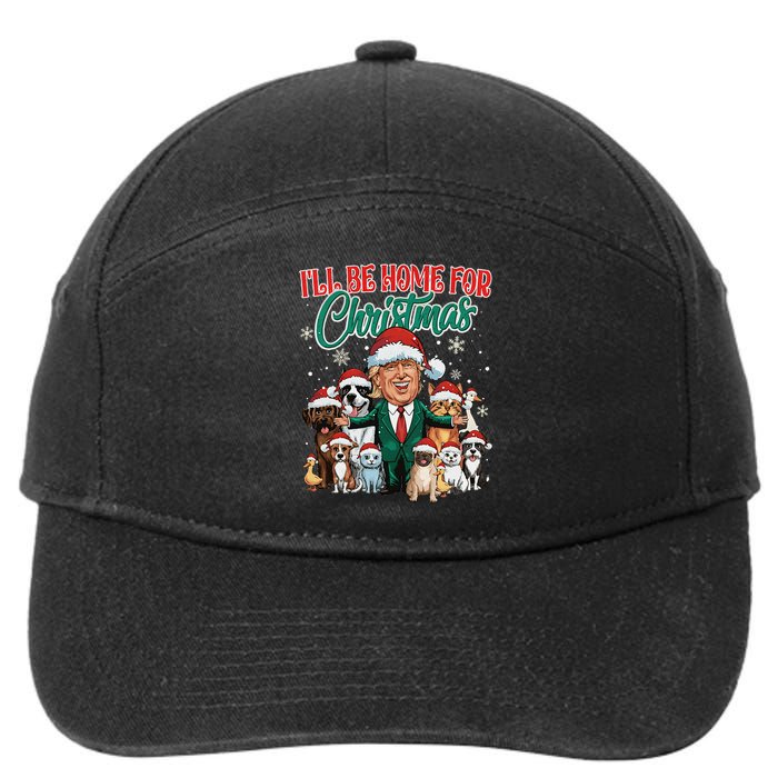 ILl Be Home For Christmas Funny Santa Claus Trump 2024 7-Panel Snapback Hat