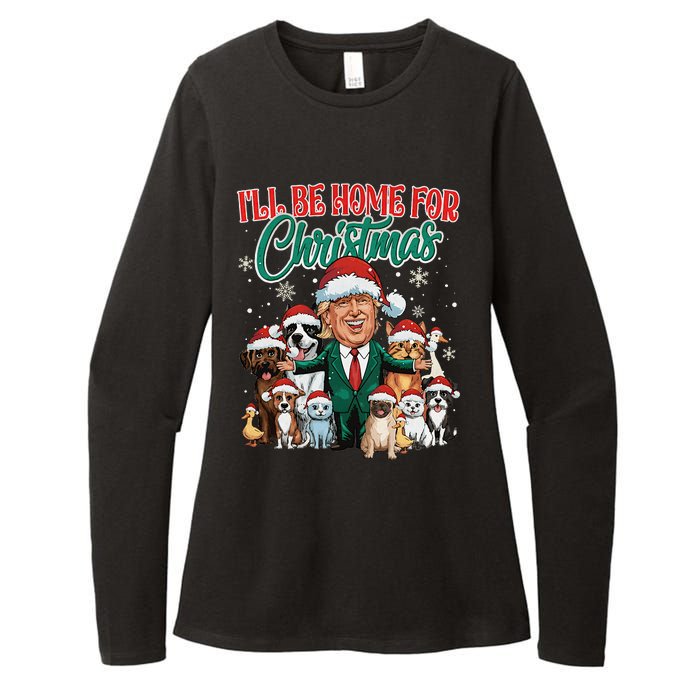 ILl Be Home For Christmas Funny Santa Claus Trump 2024 Womens CVC Long Sleeve Shirt