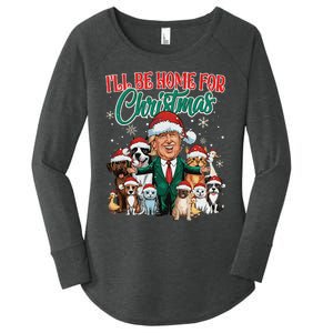 ILl Be Home For Christmas Funny Santa Claus Trump 2024 Women's Perfect Tri Tunic Long Sleeve Shirt