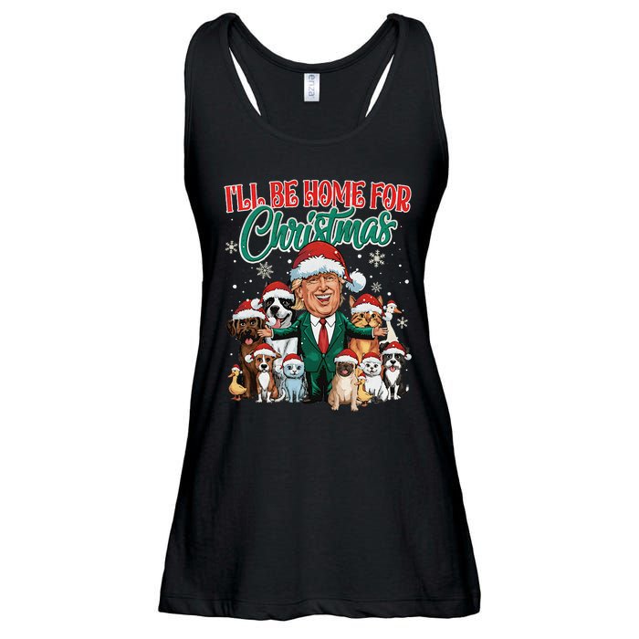 ILl Be Home For Christmas Funny Santa Claus Trump 2024 Ladies Essential Flowy Tank