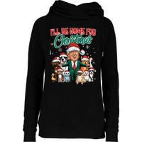 ILl Be Home For Christmas Funny Santa Claus Trump 2024 Womens Funnel Neck Pullover Hood