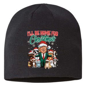 ILl Be Home For Christmas Funny Santa Claus Trump 2024 Sustainable Beanie