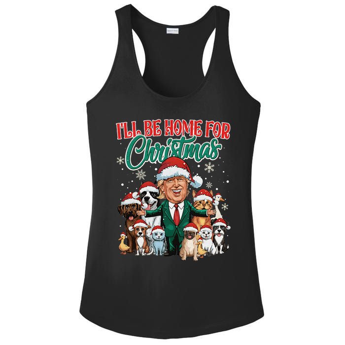 ILl Be Home For Christmas Funny Santa Claus Trump 2024 Ladies PosiCharge Competitor Racerback Tank