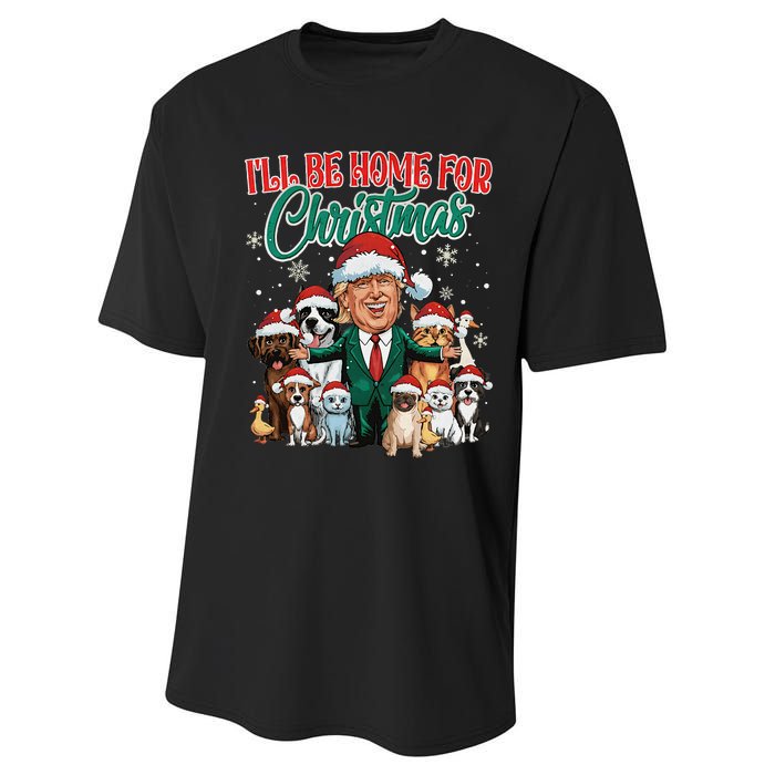 ILl Be Home For Christmas Funny Santa Claus Trump 2024 Performance Sprint T-Shirt