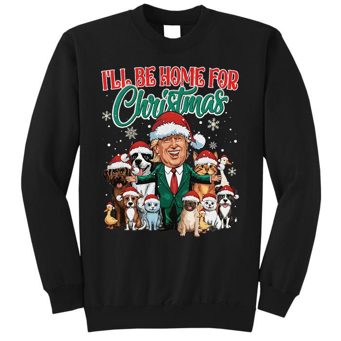 ILl Be Home For Christmas Funny Santa Claus Trump 2024 Tall Sweatshirt