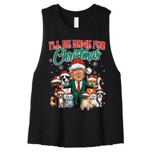 ILl Be Home For Christmas Funny Santa Claus Trump 2024 Women's Racerback Cropped Tank