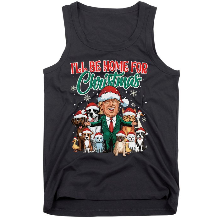 ILl Be Home For Christmas Funny Santa Claus Trump 2024 Tank Top