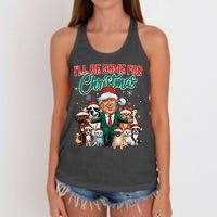 ILl Be Home For Christmas Funny Santa Claus Trump 2024 Women's Knotted Racerback Tank