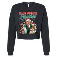 ILl Be Home For Christmas Funny Santa Claus Trump 2024 Cropped Pullover Crew