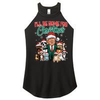 ILl Be Home For Christmas Funny Santa Claus Trump 2024 Women's Perfect Tri Rocker Tank