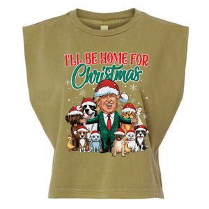 ILl Be Home For Christmas Funny Santa Claus Trump 2024 Garment-Dyed Women's Muscle Tee