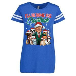 ILl Be Home For Christmas Funny Santa Claus Trump 2024 Enza Ladies Jersey Football T-Shirt