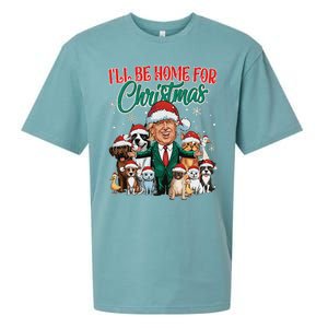 ILl Be Home For Christmas Funny Santa Claus Trump 2024 Sueded Cloud Jersey T-Shirt