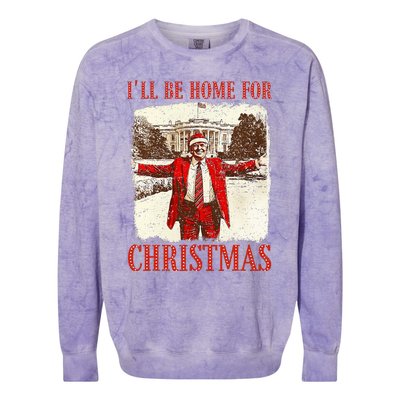 ILl Be Home For Christmas Santa Funny Trump Xmas Pajamas Colorblast Crewneck Sweatshirt