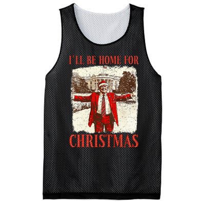 ILl Be Home For Christmas Santa Funny Trump Xmas Pajamas Mesh Reversible Basketball Jersey Tank