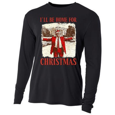 ILl Be Home For Christmas Santa Funny Trump Xmas Pajamas Cooling Performance Long Sleeve Crew