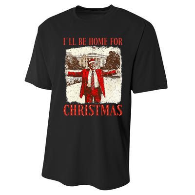 ILl Be Home For Christmas Santa Funny Trump Xmas Pajamas Performance Sprint T-Shirt