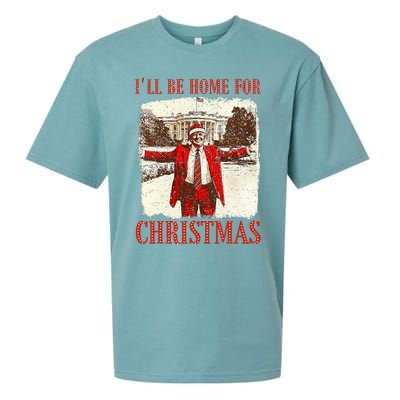 ILl Be Home For Christmas Santa Funny Trump Xmas Pajamas Sueded Cloud Jersey T-Shirt