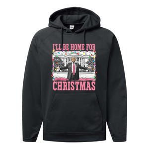 ILl Be Home For Christmas Santa Funny Trump Xmas Pajamas Performance Fleece Hoodie