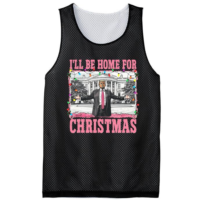 ILl Be Home For Christmas Santa Funny Trump Xmas Pajamas Mesh Reversible Basketball Jersey Tank