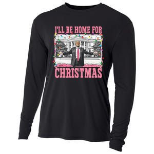 ILl Be Home For Christmas Santa Funny Trump Xmas Pajamas Cooling Performance Long Sleeve Crew