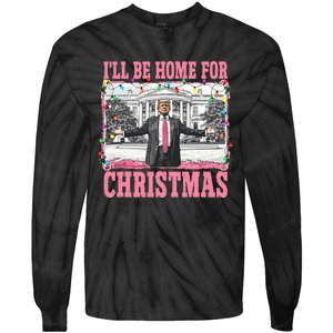 ILl Be Home For Christmas Santa Funny Trump Xmas Pajamas Tie-Dye Long Sleeve Shirt