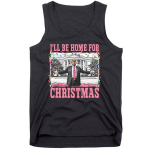 ILl Be Home For Christmas Santa Funny Trump Xmas Pajamas Tank Top