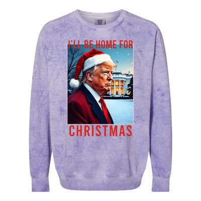 ILl Be Home For Christmas Santa Funny Trump Xmas Pajamas Colorblast Crewneck Sweatshirt