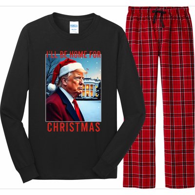 ILl Be Home For Christmas Santa Funny Trump Xmas Pajamas Long Sleeve Pajama Set