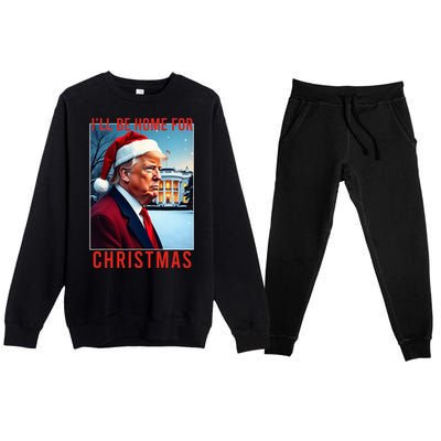 ILl Be Home For Christmas Santa Funny Trump Xmas Pajamas Premium Crewneck Sweatsuit Set