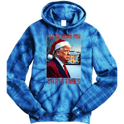 ILl Be Home For Christmas Santa Funny Trump Xmas Pajamas Tie Dye Hoodie