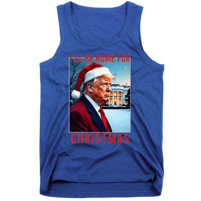 ILl Be Home For Christmas Santa Funny Trump Xmas Pajamas Tank Top