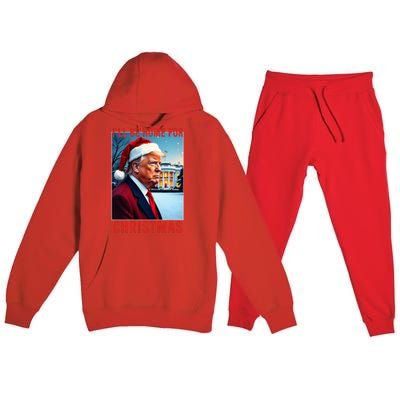 ILl Be Home For Christmas Santa Funny Trump Xmas Pajamas Premium Hooded Sweatsuit Set