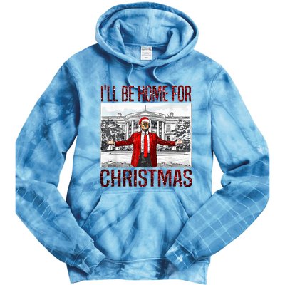 ILl Be Home For Christmas Santa Funny Trump Xmas Pajamas Tie Dye Hoodie