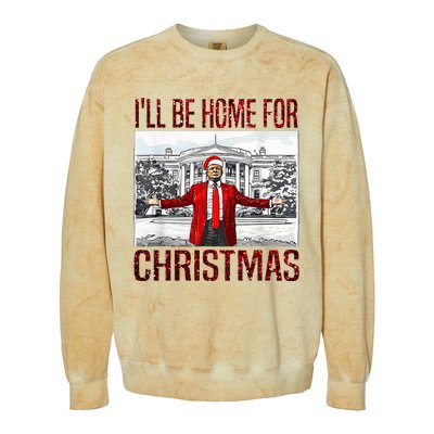 ILl Be Home For Christmas Santa Funny Trump Xmas Pajamas Colorblast Crewneck Sweatshirt