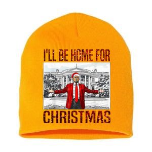 ILl Be Home For Christmas Santa Funny Trump Xmas Pajamas Short Acrylic Beanie