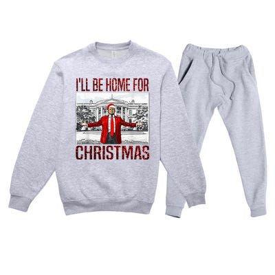 ILl Be Home For Christmas Santa Funny Trump Xmas Pajamas Premium Crewneck Sweatsuit Set