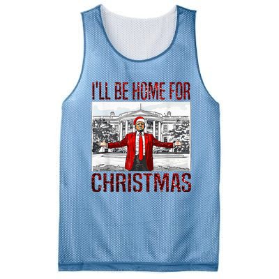 ILl Be Home For Christmas Santa Funny Trump Xmas Pajamas Mesh Reversible Basketball Jersey Tank