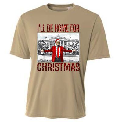 ILl Be Home For Christmas Santa Funny Trump Xmas Pajamas Cooling Performance Crew T-Shirt