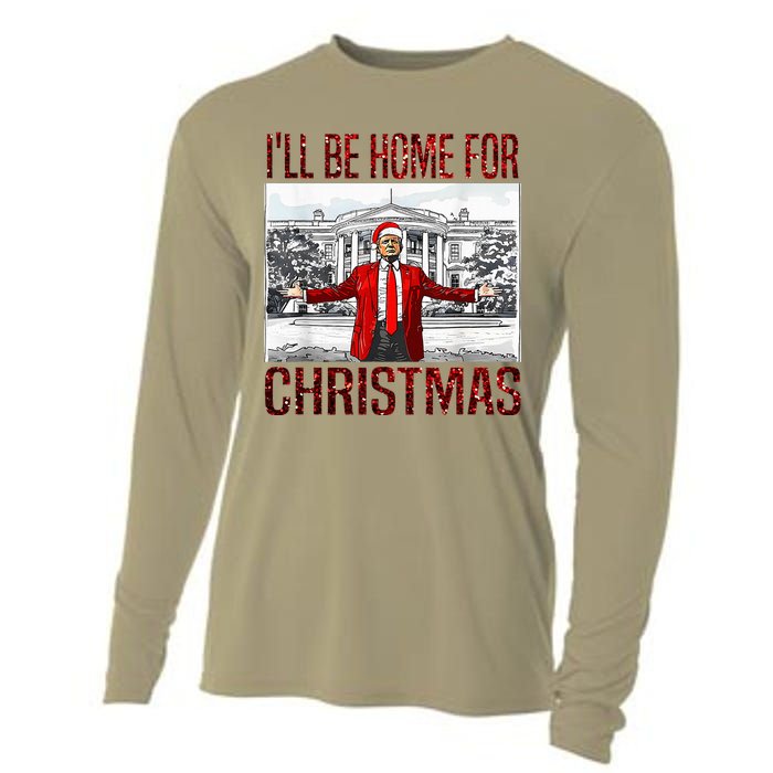 ILl Be Home For Christmas Santa Funny Trump Xmas Pajamas Cooling Performance Long Sleeve Crew