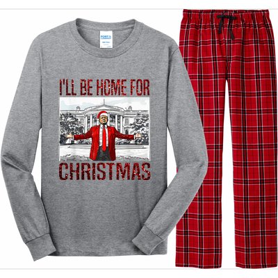 ILl Be Home For Christmas Santa Funny Trump Xmas Pajamas Long Sleeve Pajama Set