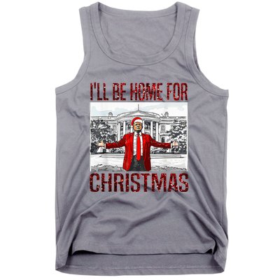 ILl Be Home For Christmas Santa Funny Trump Xmas Pajamas Tank Top