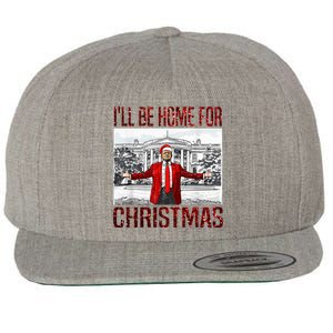 ILl Be Home For Christmas Santa Funny Trump Xmas Pajamas Wool Snapback Cap