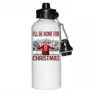 ILl Be Home For Christmas Santa Funny Trump Xmas Pajamas Aluminum Water Bottle