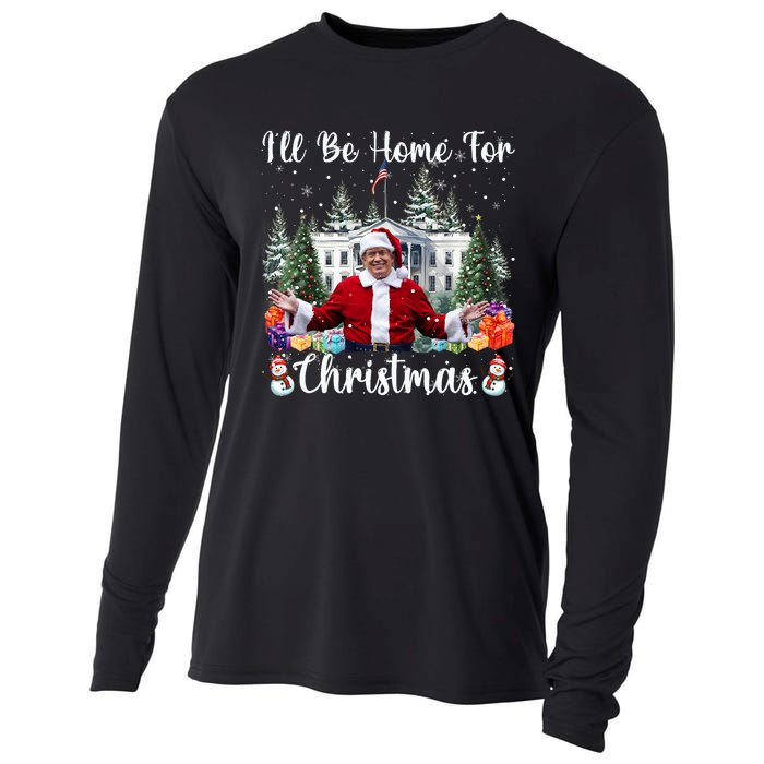 ILl Be Home For Christmas Funny Santa Claus Trump 2024 Cooling Performance Long Sleeve Crew