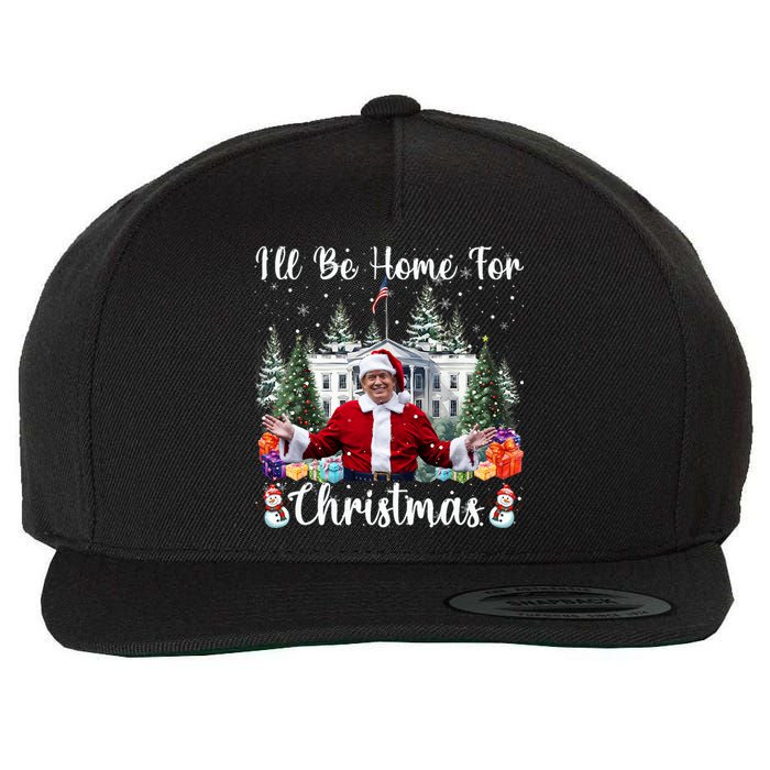 ILl Be Home For Christmas Funny Santa Claus Trump 2024 Wool Snapback Cap