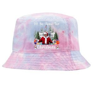 ILl Be Home For Christmas Funny Santa Claus Trump 2024 Tie-Dyed Bucket Hat