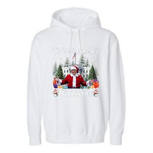 ILl Be Home For Christmas Funny Santa Claus Trump 2024 Garment-Dyed Fleece Hoodie