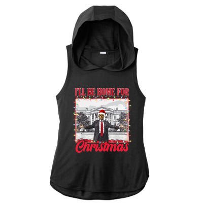 ILl Be Home For Christmas Santa Funny Trump Xmas Ladies PosiCharge Tri-Blend Wicking Draft Hoodie Tank