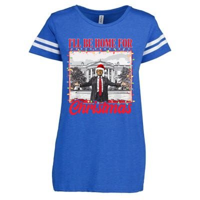 ILl Be Home For Christmas Santa Funny Trump Xmas Enza Ladies Jersey Football T-Shirt